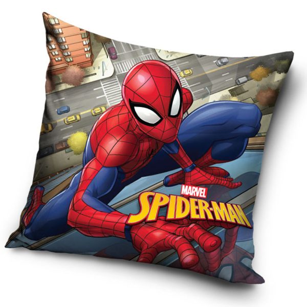 Carbotex Povlak na polštářek 40x40 cm -  Spider-man nad městem  - BarvaModré- Barva Červené