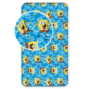 Jerry Fabrics Bavlněné napínací prostěradlo  90x200 + 25 cm - Sponge Bob blue  - MateriálBavlna- Barva Modré