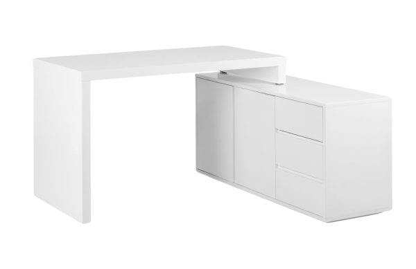 Office 360 Bílý designový kancelářský set Loft  - Výška61/75 cm- Šířka 120/120 cm