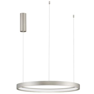 Stříbrné kovové závěsné LED světlo Nova Luce Perrine 60 cm  - Výška150 cm- Průměr 60 cm