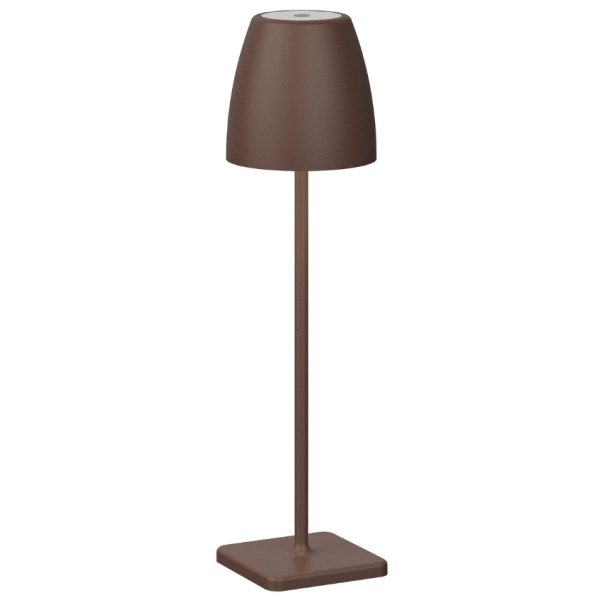 Hnědá kovová nabíjecí stolní LED lampa Nova Luce Colt M  - Výška38 cm- Průměr stínidla 11 cm