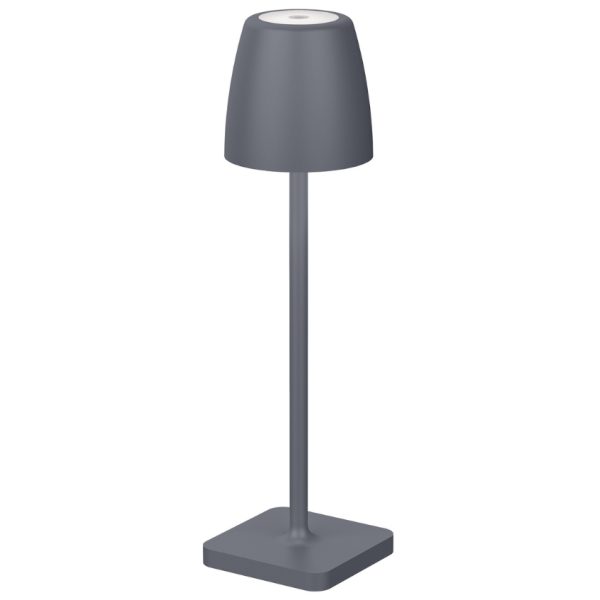 Šedá kovová nabíjecí stolní LED lampa Nova Luce Colt S  - Výška30 cm- Průměr stínidla 8 cm