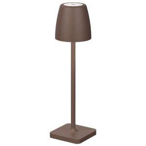 Hnědá kovová nabíjecí stolní LED lampa Nova Luce Colt S  - Výška30 cm- Průměr stínidla 8 cm