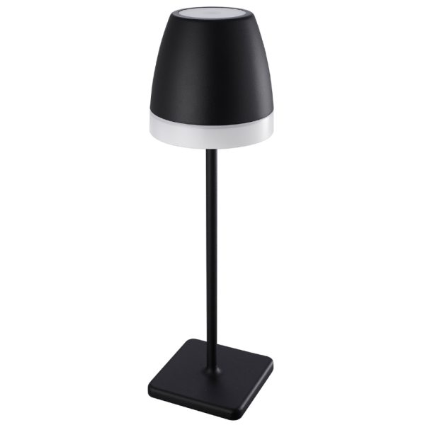 Černobílá kovová nabíjecí stolní LED lampa Nova Luce Colt M  - Výška38 cm- Průměr stínidla 11 cm