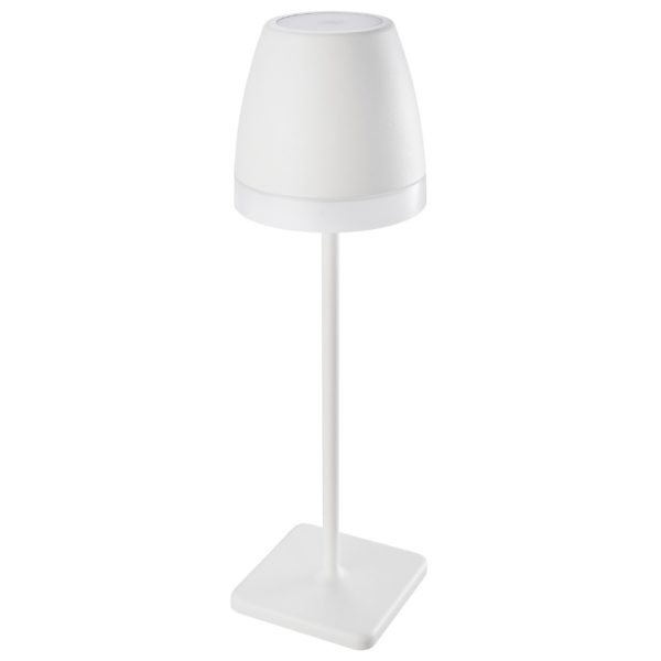 Bílá kovová nabíjecí stolní LED lampa Nova Luce Colt II. M  - Výška38 cm- Průměr stínidla 11 cm