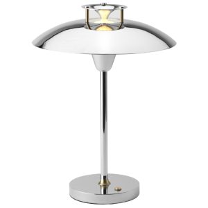 Chromově stříbrná kovová stolní lampa Halo Design Stepp 1-2-3  - Výška28 cm- Průměr 22 cm