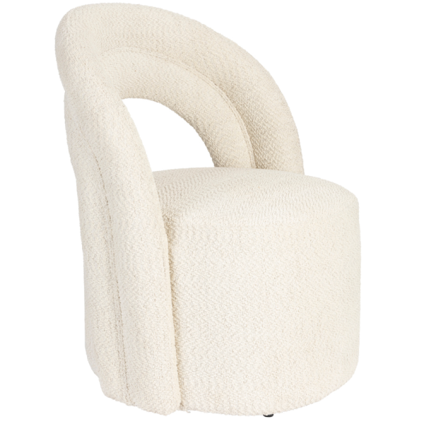 Béžové bouclé otočné lounge křeslo DUTCHBONE SEINA  - Výška82 cm- Šířka 62