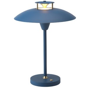 Modrá kovová stolní lampa Halo Design Stepp 1-2-3  - Výška28 cm- Průměr 22 cm