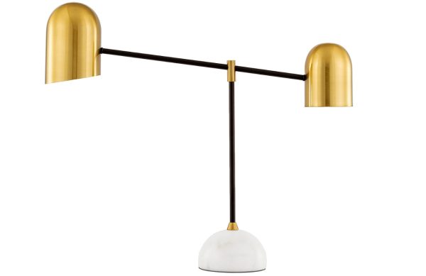 Zlatá kovová stolní lampa Nova Luce Nela  - Výška55 cm- Šířka 65 cm