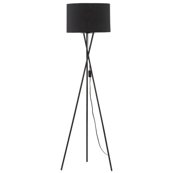 Černá kovová stojací lampa Nova Luce Retro 145 cm  - Výška145 cm- Průměr stínidla 44 cm