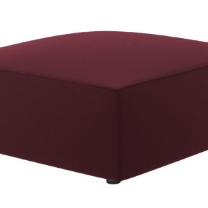 Bordově červená koženková podnožka MICADONI Ruby 93 x 93 cm  - Šířka93 cm- Výška 40 cm