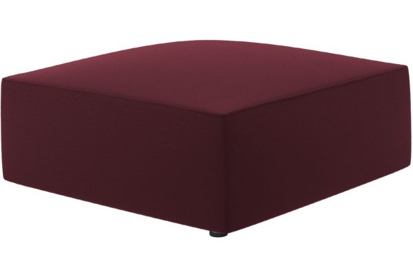 Bordově červená koženková podnožka MICADONI Ruby 93 x 93 cm  - Šířka93 cm- Výška 40 cm