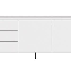 Bílá lakovaná komoda Tenzo Plain 180 x 45 cm s dřevěnou podnoží  - Výška76 cm- Šířka 180 cm