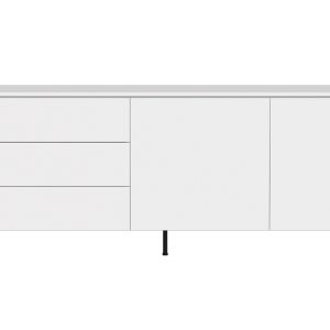 Bílá lakovaná komoda Tenzo Plain 210 x 45 cm s dřevěnou podnoží  - Výška76 cm- Šířka 210 cm