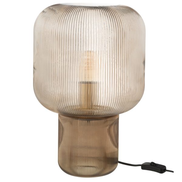 Hnědá skleněná stolní lampa J-line Gasina 29 cm  - Výška42 cm- Průměr stínidla 29 cm