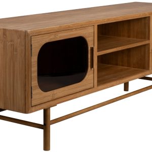 Hnědý dřevěný TV stolek DUTCHBONE CAROUN 150 X 40 cm  - Výška55 cm- Šířka 150 cm