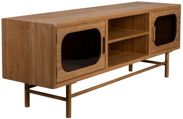 Hnědý dřevěný TV stolek DUTCHBONE CAROUN 150 X 40 cm  - Výška55 cm- Šířka 150 cm