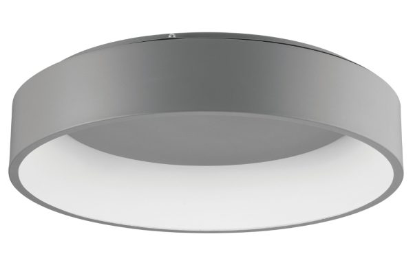 Šedé kovové stropní LED světlo Nova Luce Rando II. 60 cm  - Výška13 cm- Průměr 60 cm