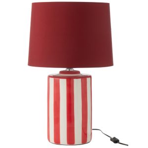 Červená porcelánová stolní lampa J-line Listro  - Výška63 cm- Hmotnost 3