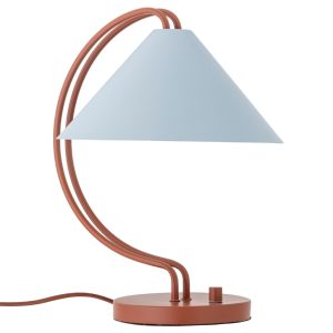 Hnědo-modrá kovová stolní lampa Bloomingville Janya  - Výška35 cm- Průměr 29 cm