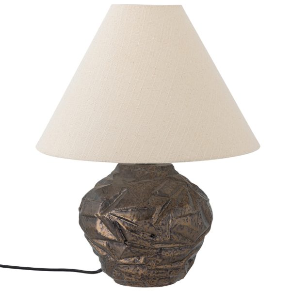 Béžovo-hnědá lněná stolní lampa Bloomingville Carolla  - Výška49 cm- Průměr 38 cm