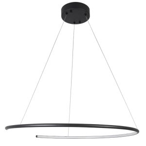 Černé závěsné LED světlo Nova Luce Breda 70 cm  - Výška200 cm- Průměr 70 cm