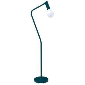 Modrá kovová nabíjecí stojací LED lampa Fermob Aplo 138 cm  - Výška138 cm- Délka ramene 34