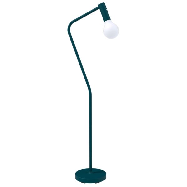 Modrá kovová nabíjecí stojací LED lampa Fermob Aplo 138 cm  - Výška138 cm- Délka ramene 34