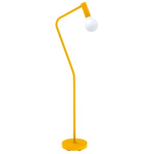 Žlutá kovová nabíjecí stojací LED lampa Fermob Aplo 138 cm  - Výška138 cm- Délka ramena 34