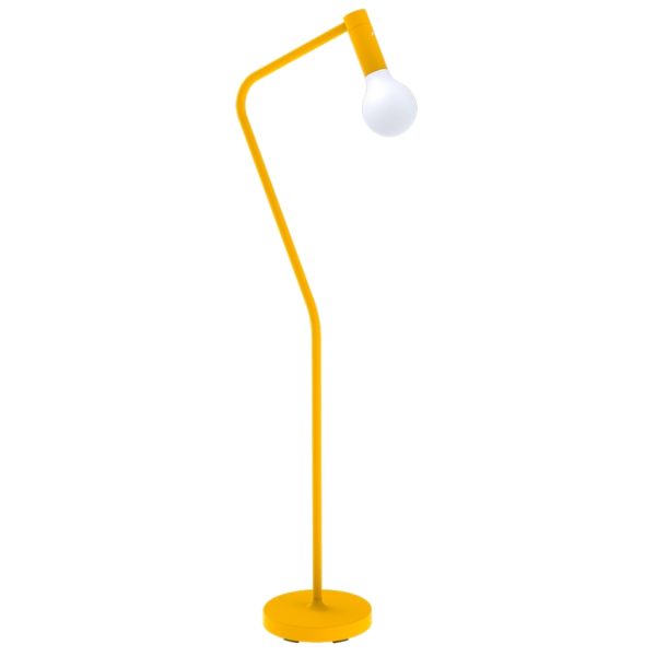 Žlutá kovová nabíjecí stojací LED lampa Fermob Aplo 138 cm  - Výška138 cm- Délka ramena 34