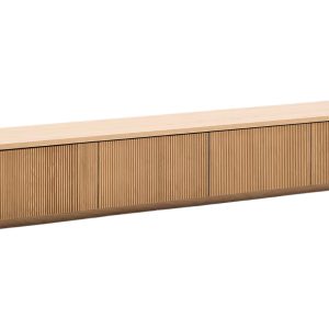 Dubový TV stolek Kave Home Helvine 200 x 40 cm  - Výška30 cm- Šířka 200 cm