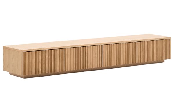 Dubový TV stolek Kave Home Helvine 200 x 40 cm  - Výška30 cm- Šířka 200 cm