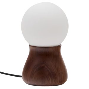 Ořechová stolní lampa Kave Home Okeni  - Výška26 cm- Průměr 15 cm