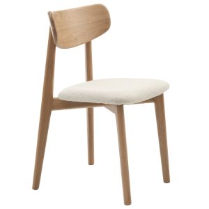 Dubová jídelní židle Unique Furniture Elim s bílým sedákem  - Výška81 cm- Šířka 46