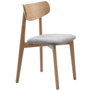 Dubová jídelní židle Unique Furniture Elim s šedým sedákem  - Výška81 cm- Šířka 46