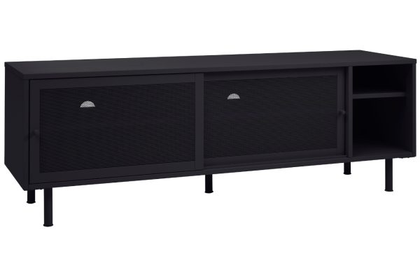 Černý kovový TV stolek Unique Furniture Veep 160 x 45 cm  - Výška55 cm- Šířka 160 cm