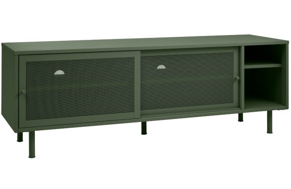 Olivově zelený kovový TV stolek Unique Furniture Veep 160 x 45 cm  - Výška55 cm- Šířka 160 cm