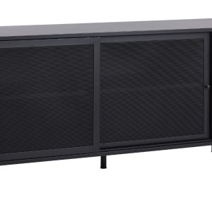 Černá kovová komoda Unique Furniture Veep 160 x 45 cm  - Výška75 cm- Šířka 160 cm