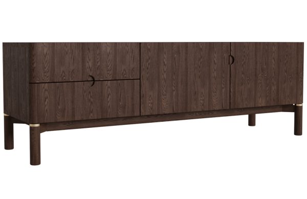 Tmavý dubový TV stolek Unique Furniture Arun 160 x 46 cm  - Výška55 cm- Šířka 160 cm