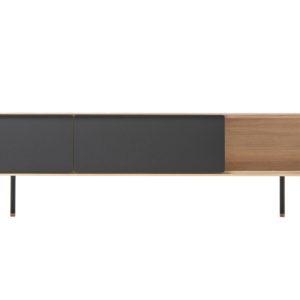 Gazzda Černý dubový TV stolek Fina 200 x 45 cm  - Výška48 cm- Šířka 200 cm