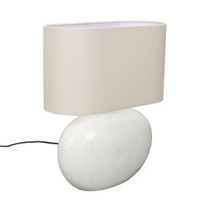 Béžová keramická stolní lampa DUTCHBONE HAILEY  - Celková výška50 cm- Šířka 45 cm