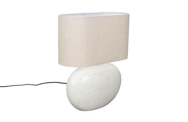 Béžová keramická stolní lampa DUTCHBONE HAILEY  - Celková výška50 cm- Šířka 45 cm