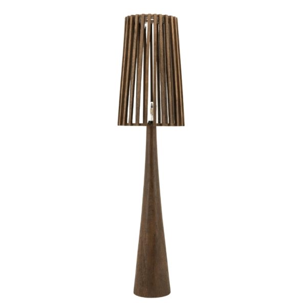 By-Boo Hnědá dřevěná stojací lampa Guard 162 cm  - Výška162 cm- Průměr stínidla 39 cm