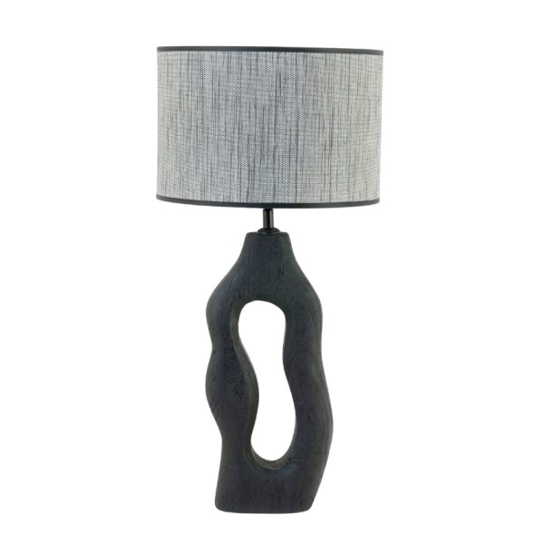 By-Boo Černá dřevěná stolní lampa Shiboo  - Výška63 cm- Průměr stínidla 30 cm