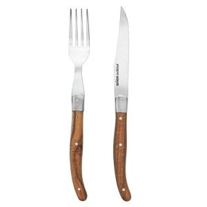 Orion Steak set nůž+vidlička nerez/dřevo  - Barvapřírodní-