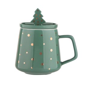 Altom Porcelánový hrnek Xmas tree 370 ml  - Barvazelená- Materiál porcelán