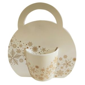 Home Elements Porcelánový hrnek s vánočním designem Vločky 300 ml v dárkovm balení  - Barvabílá- Materiál porcelán