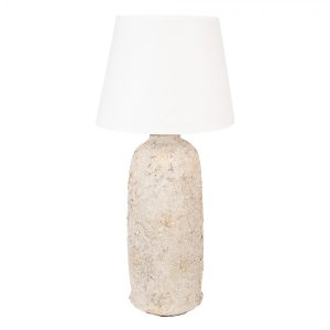 Béžová terakotová stolní lampa Teracci s bílým stínidlem -  Ø 35*74 cm Clayre & Eef  - -