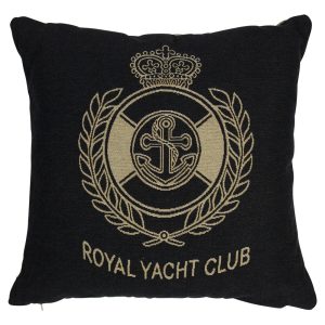 Béžovo-černý gobelínový polštář Royal Yacht Club - 45*45*16cm Mars & More  - -