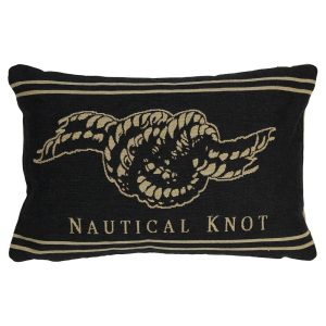 Béžovo-černý gobelínový polštář s uzlem Nautical knot - 45*15*30cm Mars & More  - -